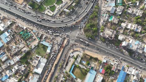 overhead shot of jaipur's vibrant city life and crowded neighborhoods.