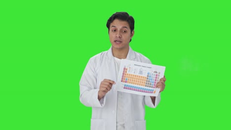 Científico-Indio-Explicando-La-Pantalla-Verde-De-La-Tabla-Periódica.