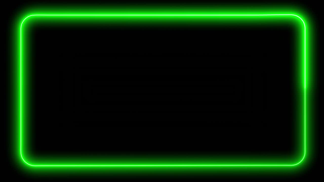 marco de luz eléctrica de neón verde sobre fondo negro - en bucle