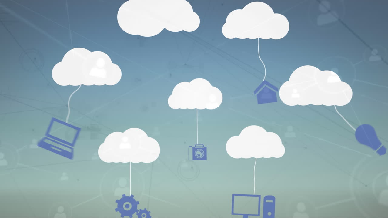 animación de la red de conexiones con fondo azul