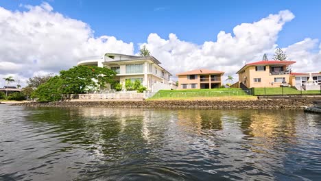 beautiful houses along the nerang river, australia
