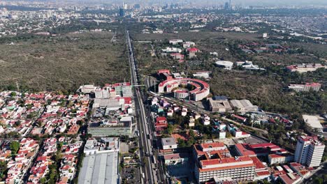 drone footage of insurgentes sur, mexico city's longest avenue