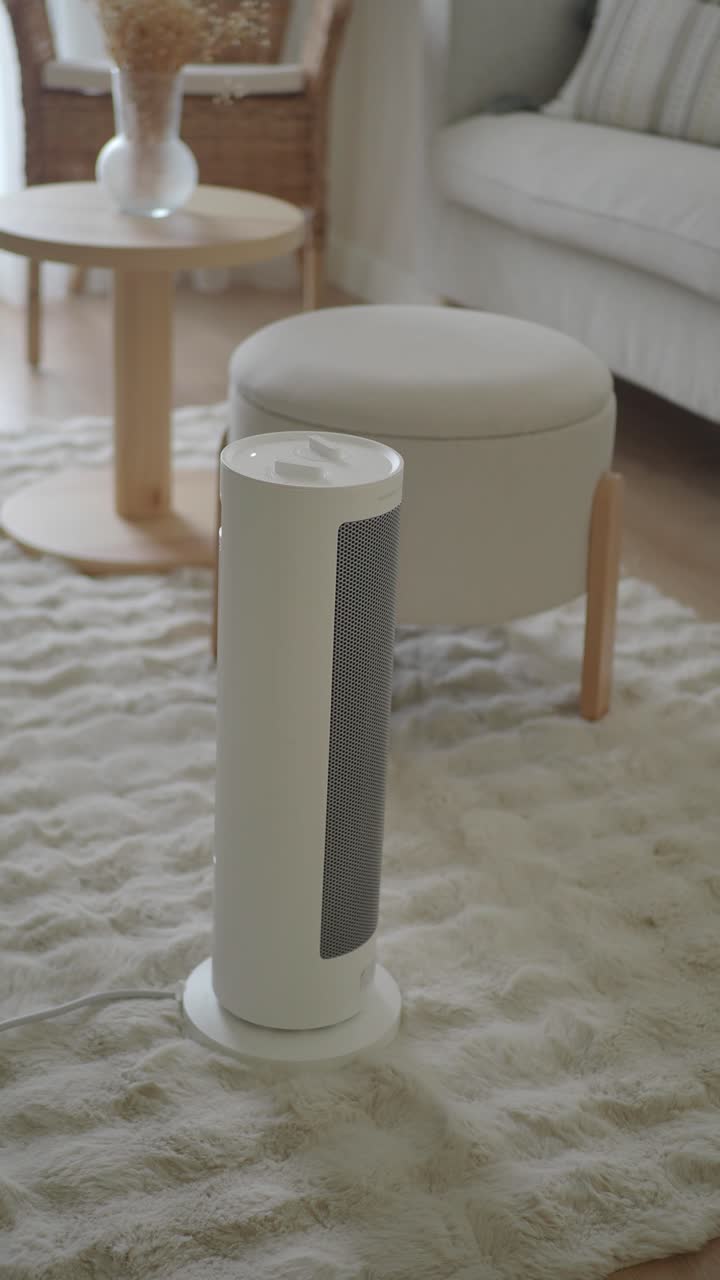 White Space Heater Oscillating in a Modern Living Room