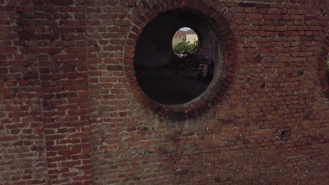 Aerial view of destroyed neighborhood