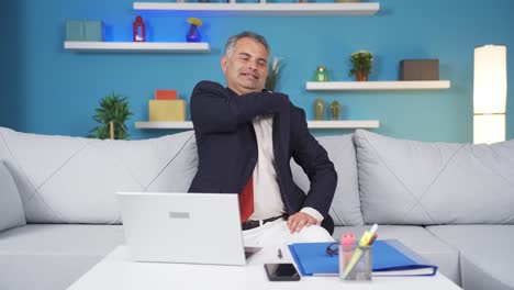 home office worker man has shoulder pain.