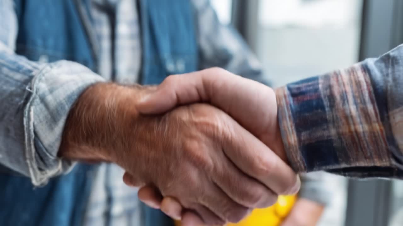 A Firm Handshake Signifying Agreement and Partnership Between Two Individuals in a Professional Context, Demonstrating Mutual Respect and Collaboration
