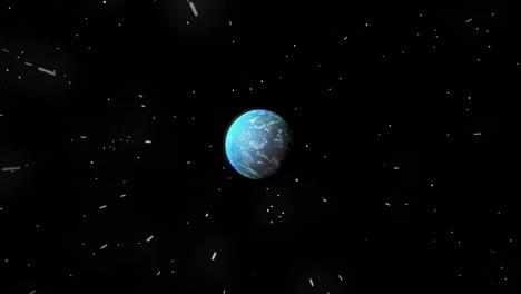 animación de estrellas y globo girando en el cielo nocturno negro