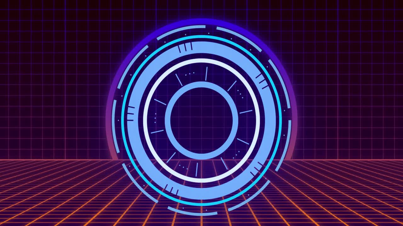 배경에서 보라색 그리드 위의 스 ⁇  스캐닝의 애니메이션