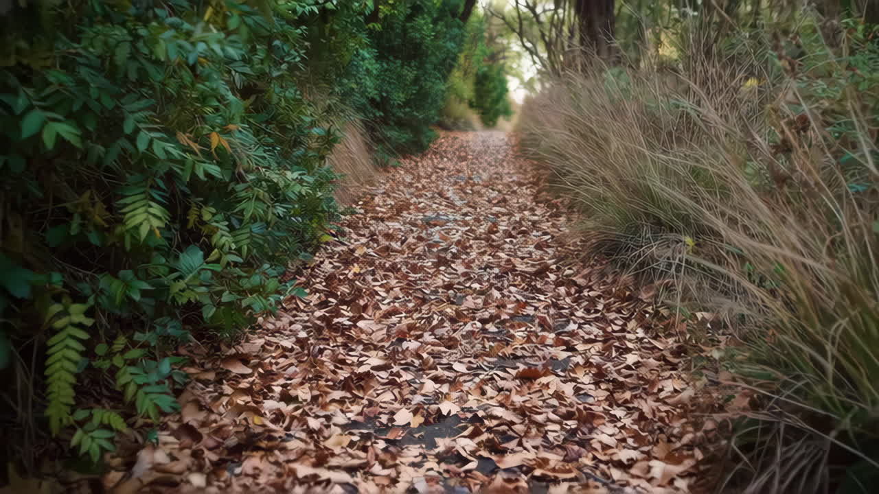 Autumn Path Covered in Fallen Leaves