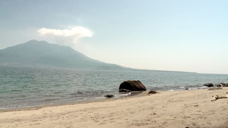 Scenery of Iso Beach where you can see Sakurajima