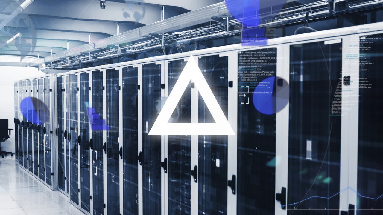 Animation of data processing over server room