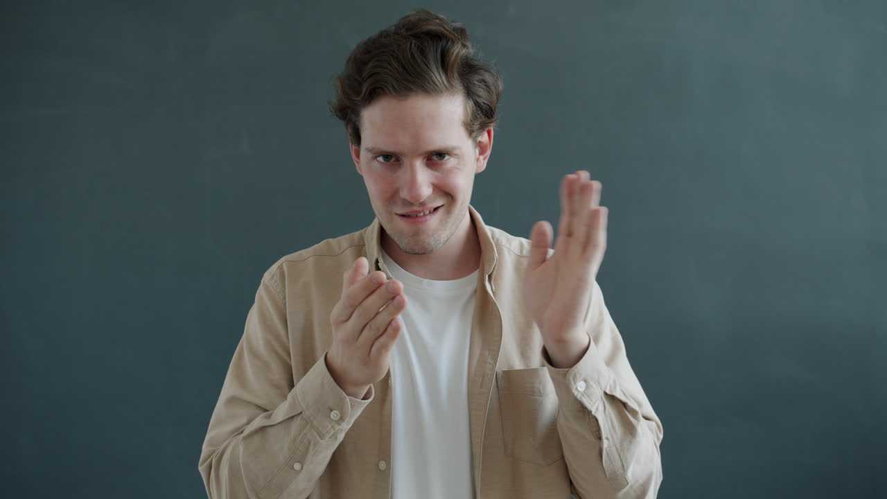 Man expressing happiness and surprise