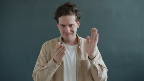 man expressing happiness and surprise