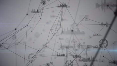 Animation of network of connections and data processing