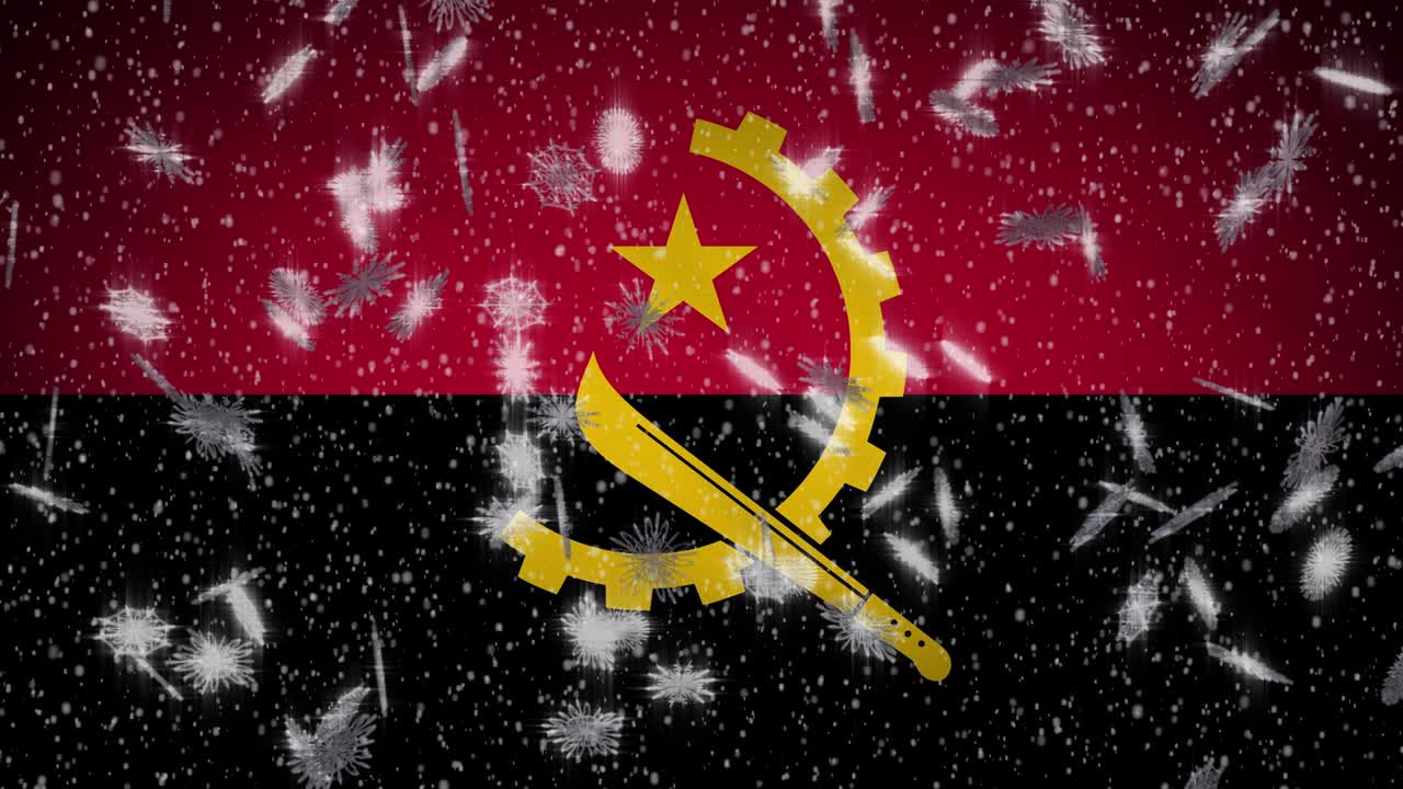 앙골라 발이 눈을 내리고, 새해와 크리스마스 배경, 루프