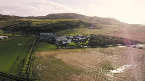 whisky distillery aerial kilchoman in sunshine