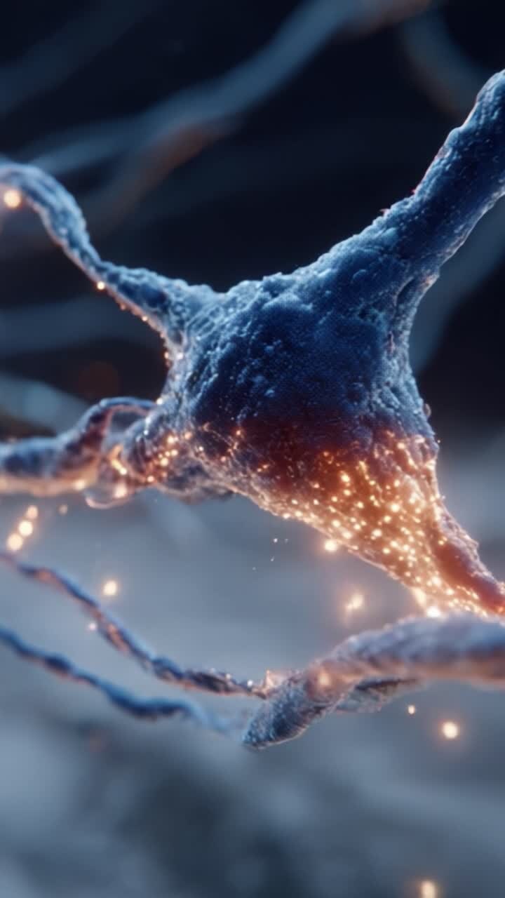 Stunning Close-Up of a Neuron with Glowing Connections, Highlighting the Intricacies of Neural Networks and Their Importance in Brain Functionality and Communication