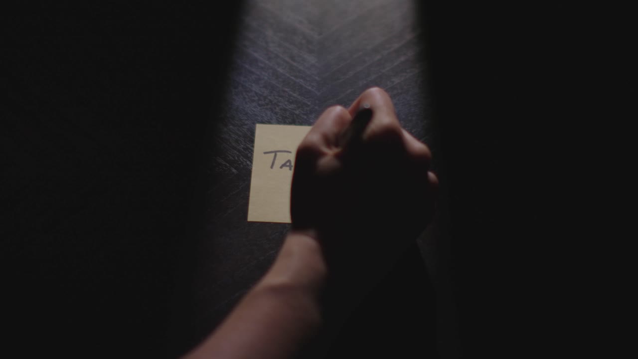 "Taurus" written on a Sticky Note with a sharpie and placed on a table under dramatic lighting