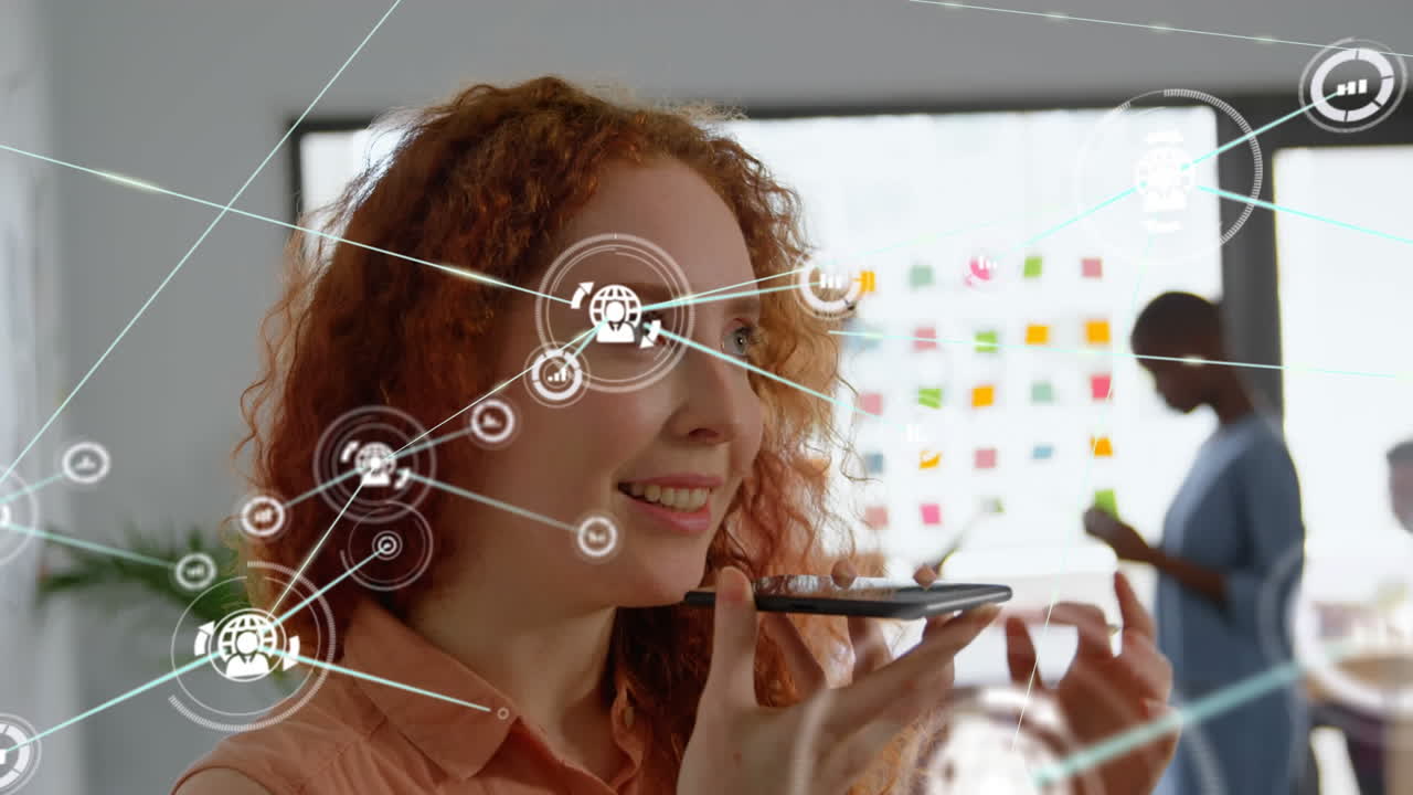 animación de la red de conexiones entre diversas personas de negocios que trabajan en la oficina