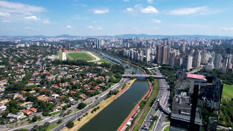 downtown sao paulo brazil. cityscape of famous pinheiros highway road.