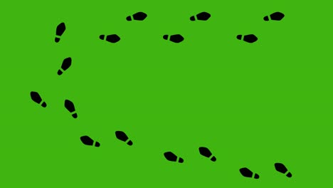 loop animation of black silhouette of shoe footprints