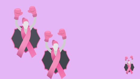 Animation-of-multiple-pink-ribbon-logo-appearing-on-pink-background