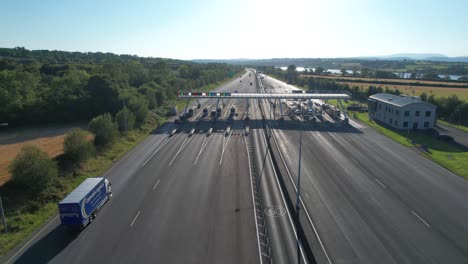 aerial view of a toll booth on a highway in ireland