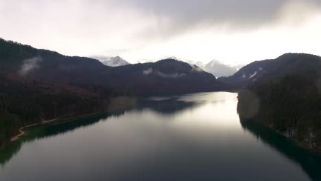 Lake-view-from-a-drone-by-the-Alpes