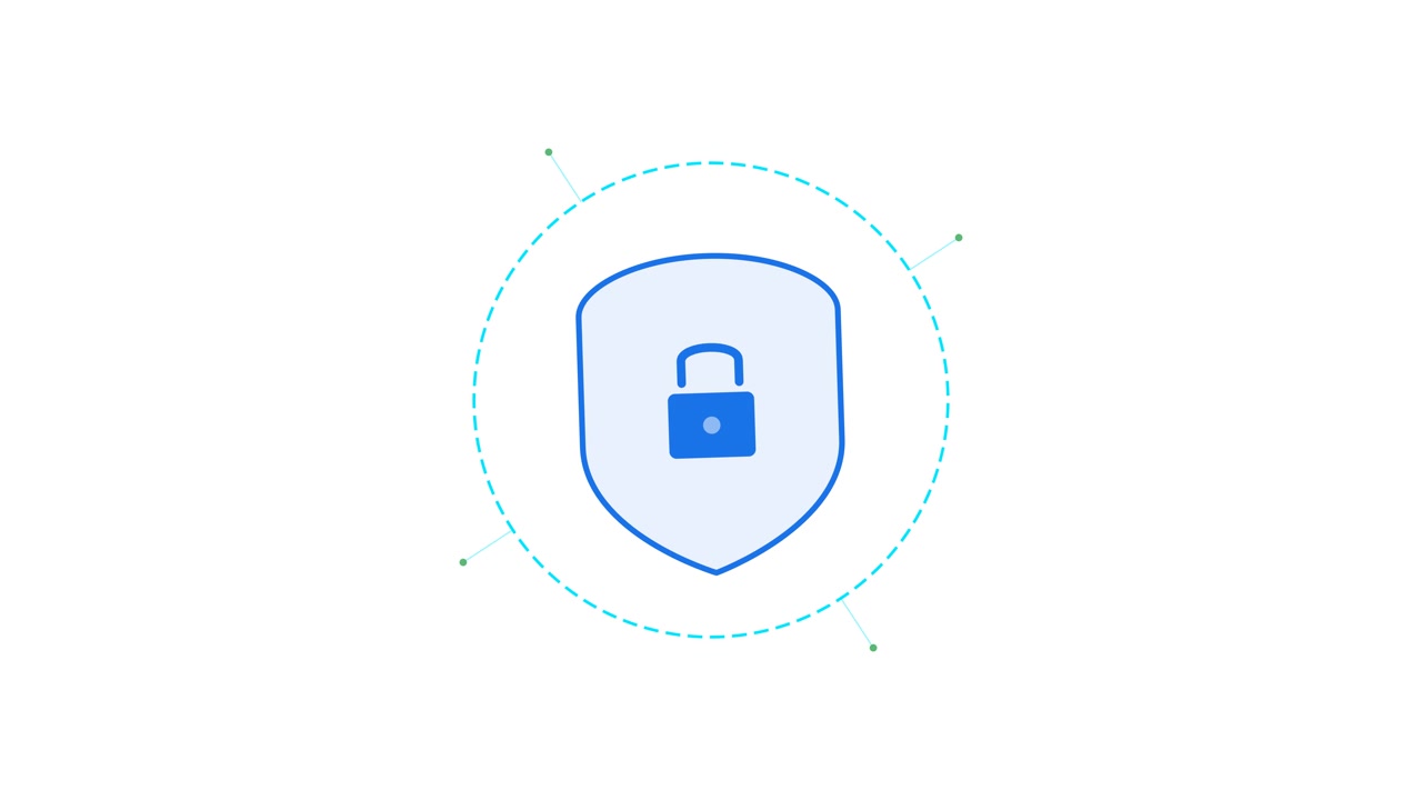 Animated Shield Icon with Padlock for Cybersecurity Concept