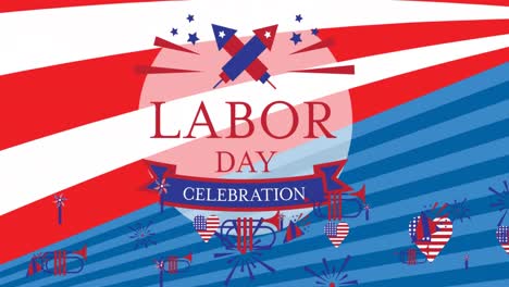 Animation-of-labor-day-text-over-red,-white-and-blue-of-flag-of-united-states-of-america