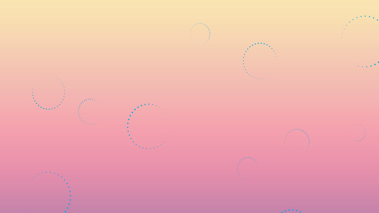 분홍색 그라디언트 배경에 떠다니는 여러 개의 두드러기 아이콘의 디지털 애니메이션