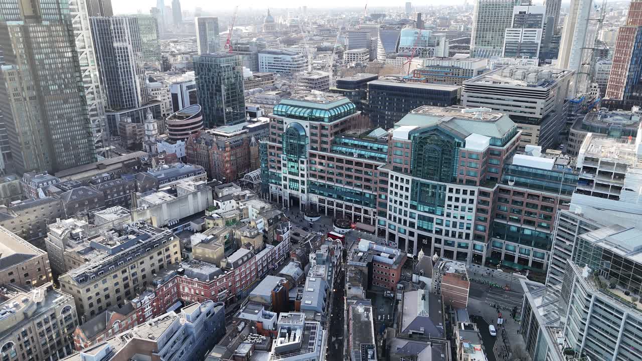 Bishopsgate Liverpool Station East London 2025 ascending drone,aerial