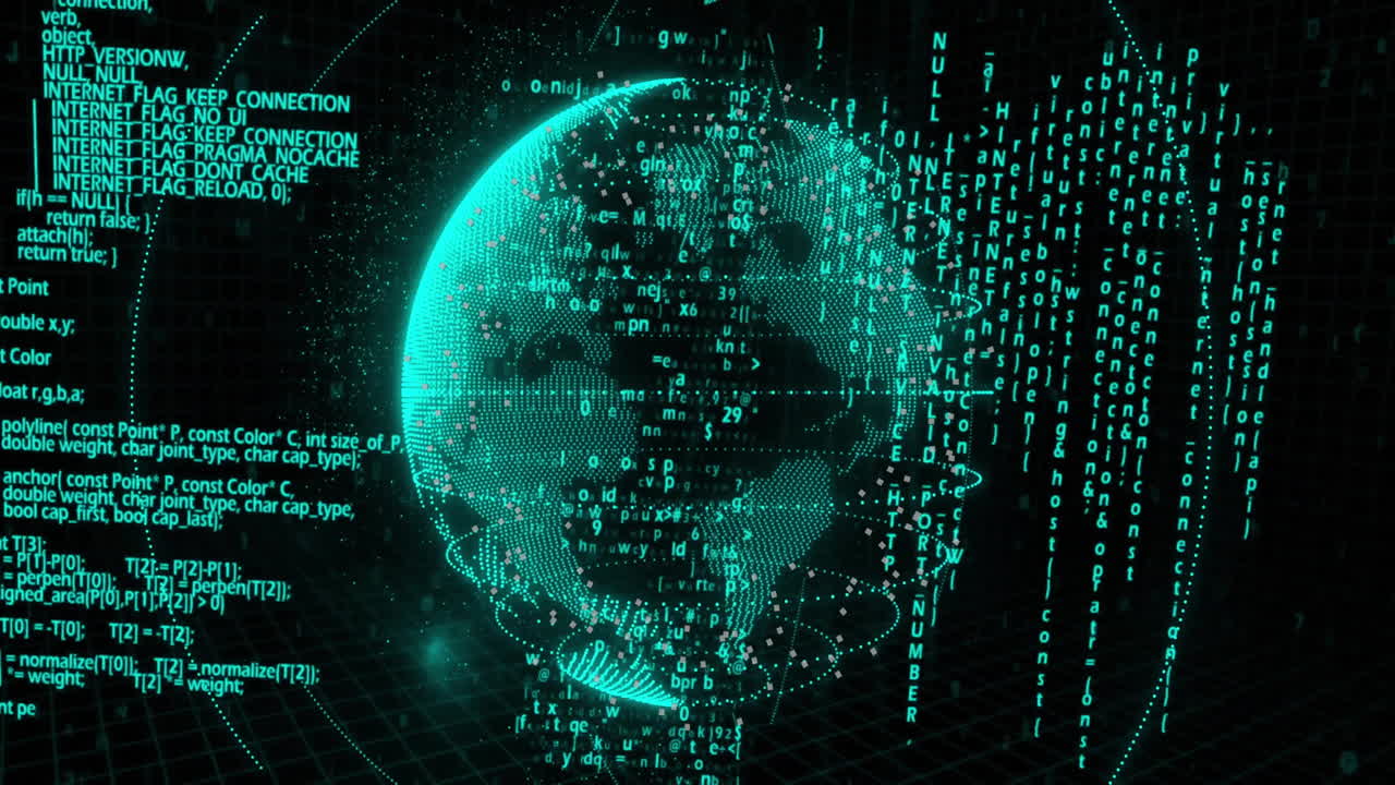 animación del procesamiento de datos en todo el mundo