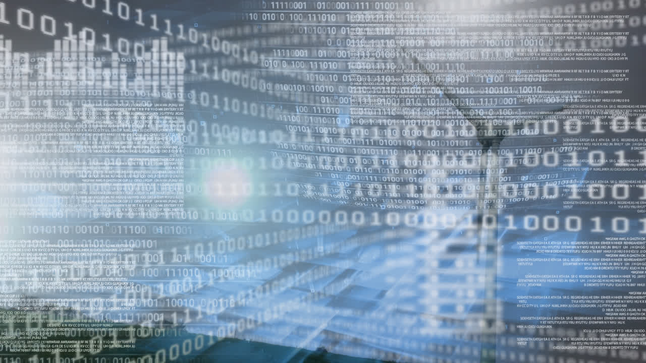 Animation of data processing over wind turbine