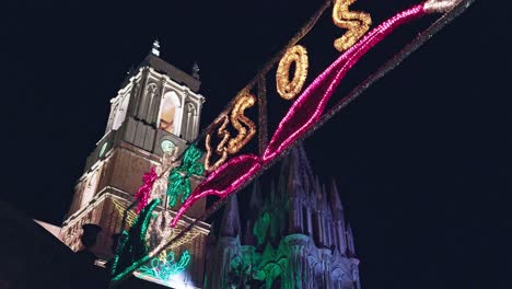 clock tower and main tower of the parish of saint michael the archangel on the night of september 14, 2023