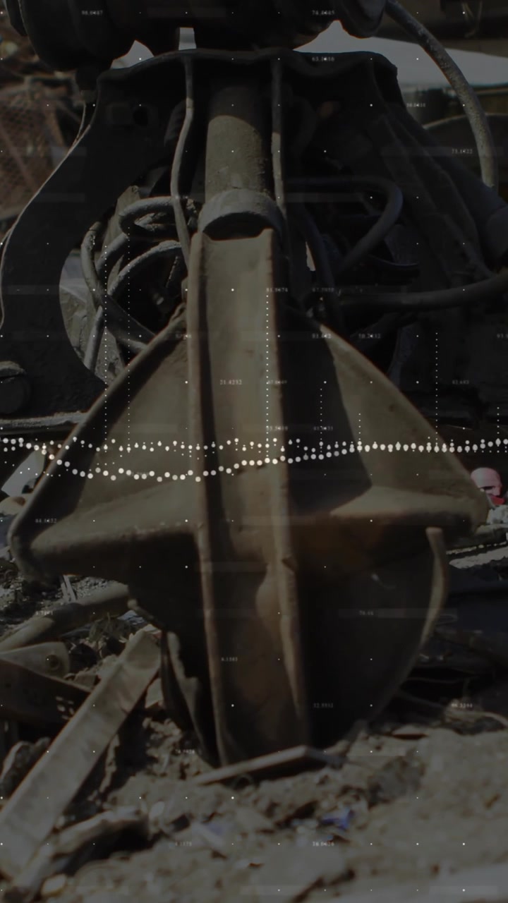 Animation of financial data processing over rubbish dump