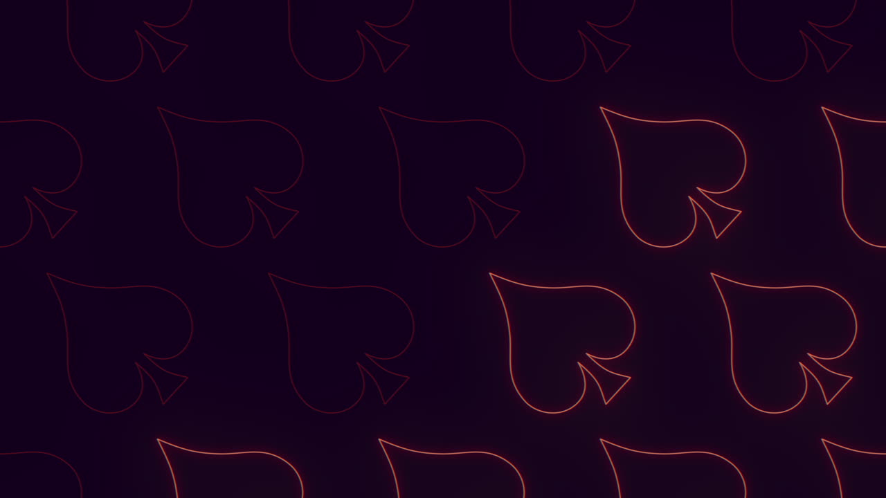 Red neon spades card pattern on black gradient
