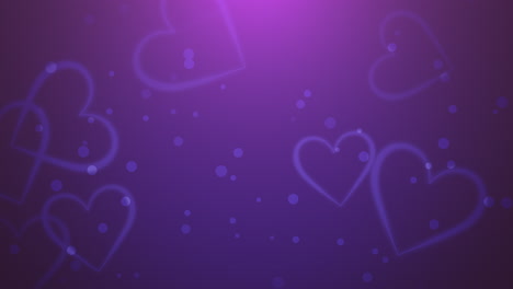 terbang hati romantis ungu pada latar belakang bersinar
