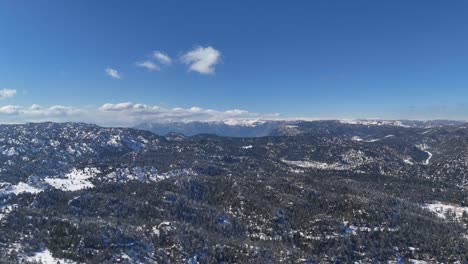 vista del paisaje tomada por un avión no tripulado en invierno, tierra cubierta de nieve