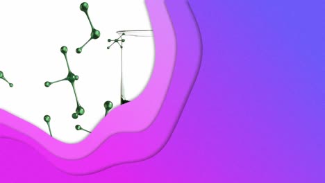 animación de la onda púrpura sobre las moléculas que caen