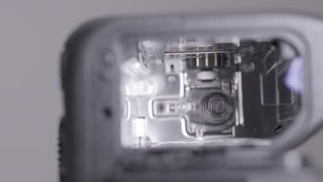 close-up view of camera internals