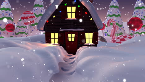 Animation-of-snow-falling-over-christmas-winter-scenery