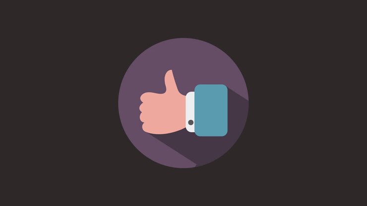 Gesto animato della mano con il pollice in su in Flat Design