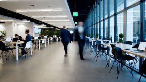 dynamic modern office space with people working
