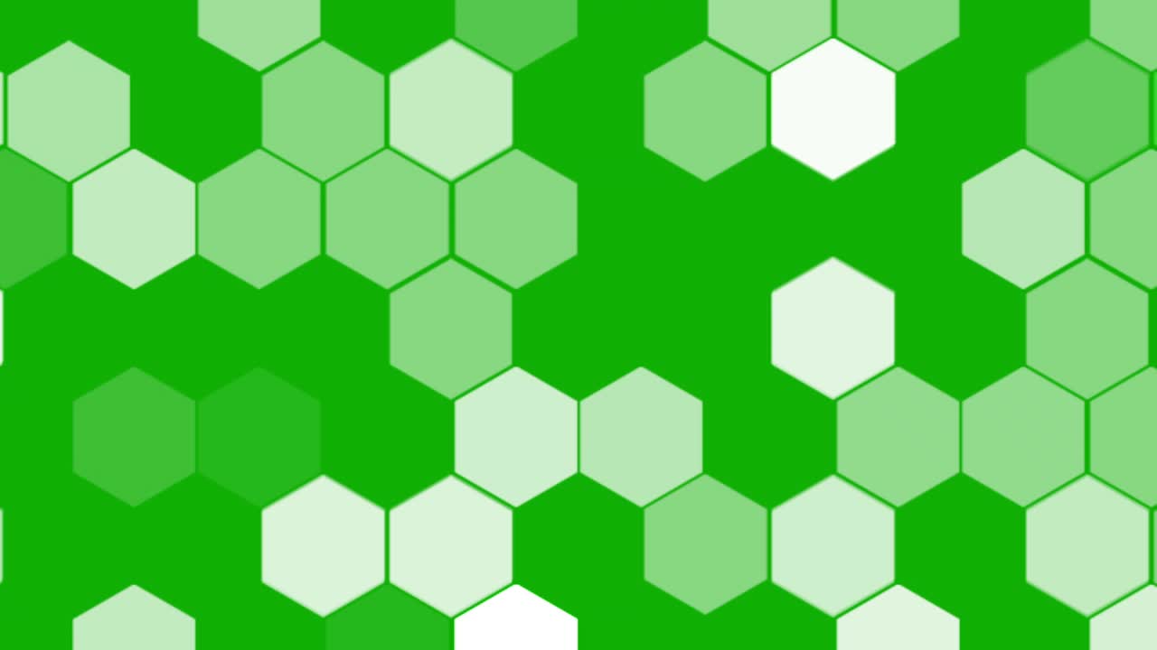 gráficos de movimiento de patrón hexagonal digital con fondo de pantalla verde
