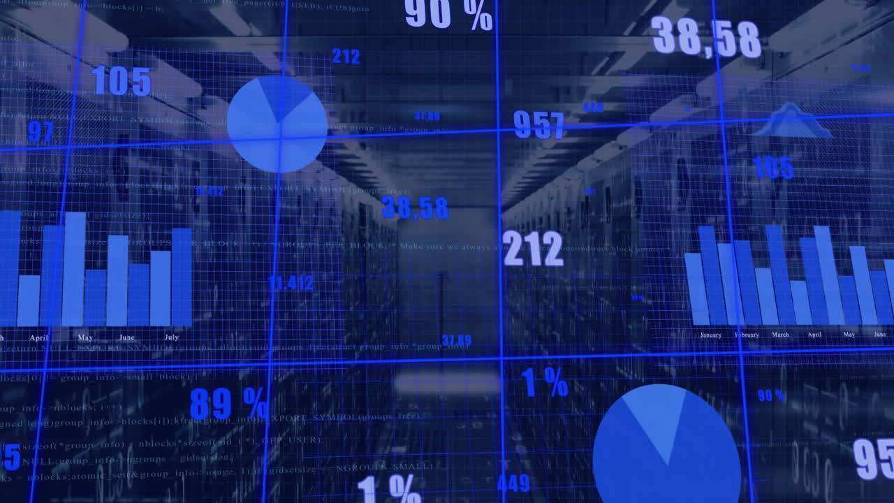 Animation of financial data processing over computer servers