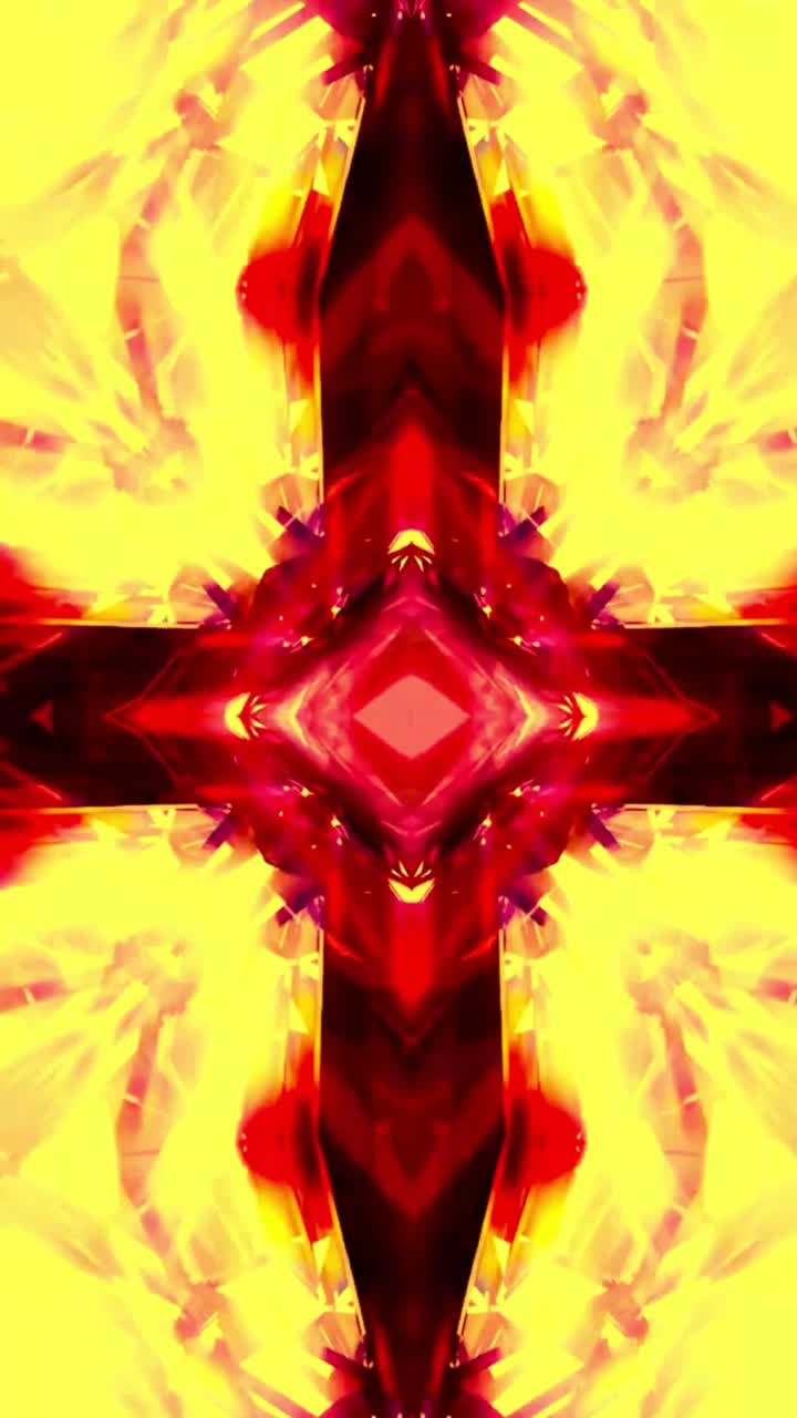 Vibrant Red and Yellow Abstract Kaleidoscope Motion Background