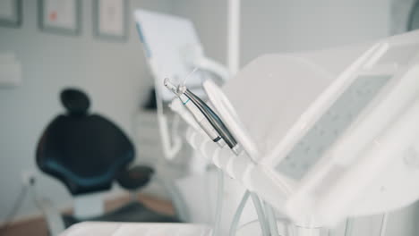 close up of dental tools in a dentists office