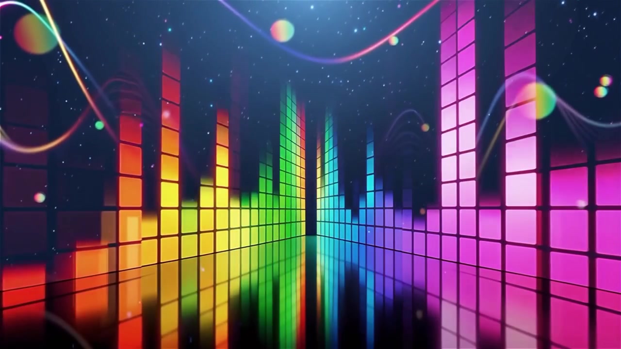 Futuristic Rainbow Neon Music Equalizer Visualizer Background