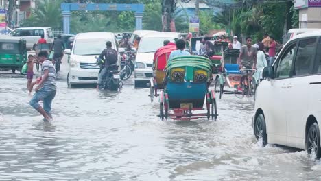 street flooding in city during monsoon season
